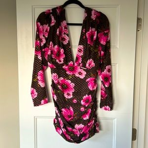 Lovers and Friends Size Small Brown and Pink Long Sleeve Dress